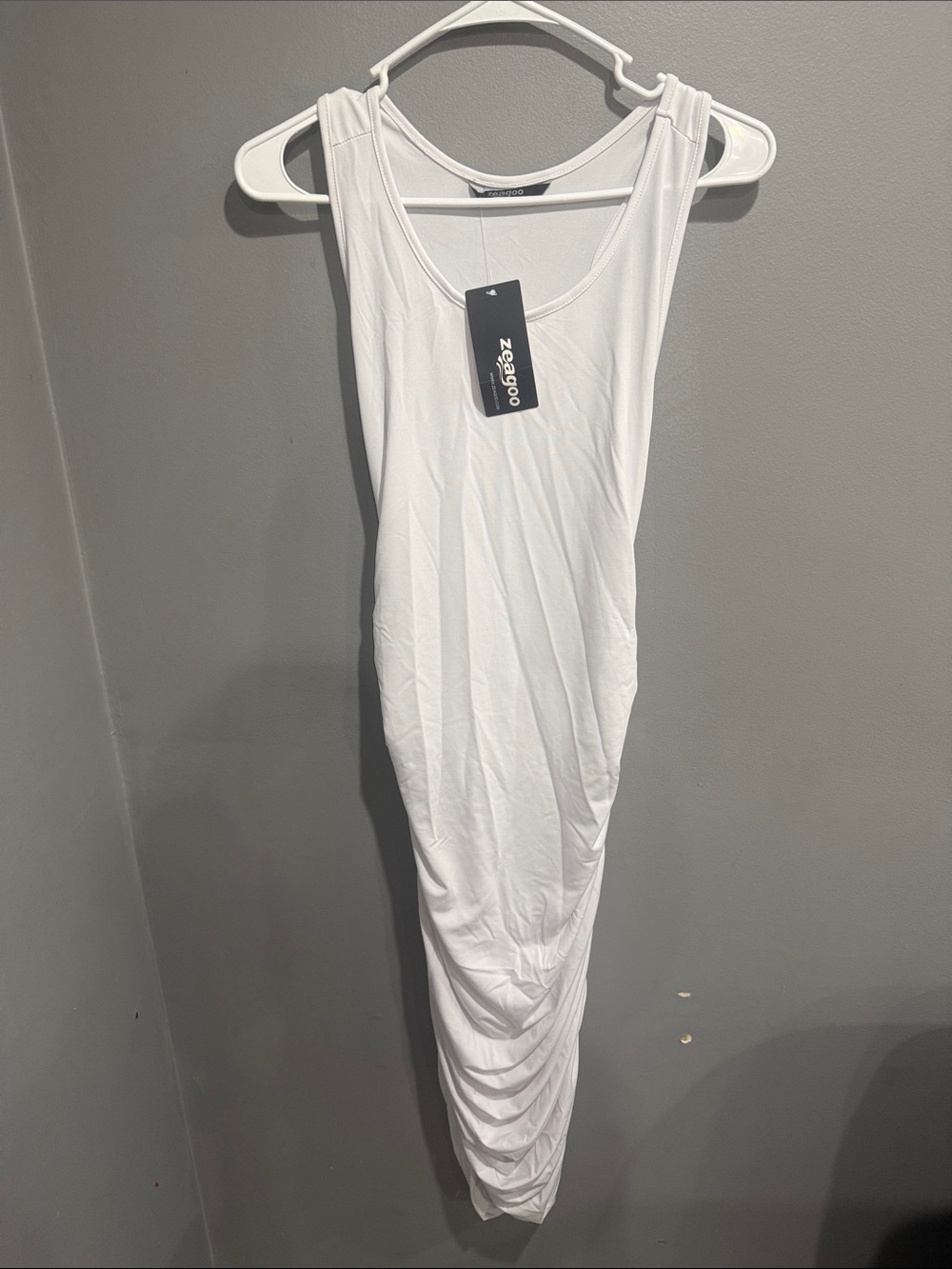 Zoggxo White Ruched Tank Dress